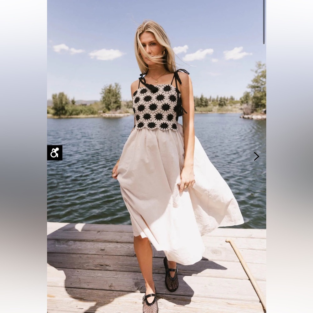 Crotchet Crème and Black Maxi Dress 🖤